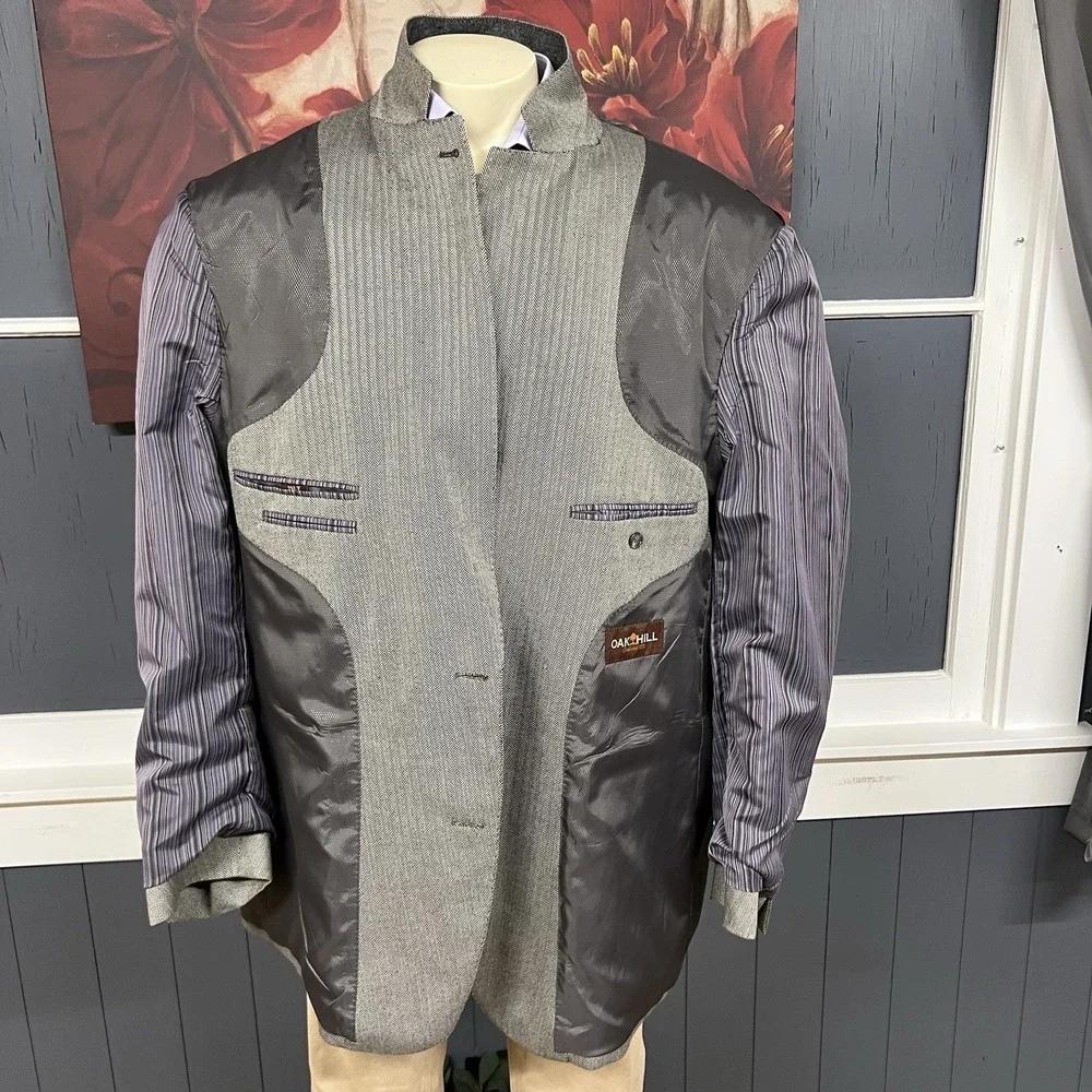 OAK HILL Big & Tall Blazer Sport Coat‎ Mens 2XLT (50/52L) Long Polyester Gray